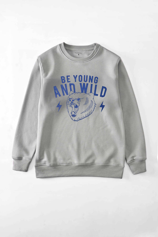 Elo Polo Republica Men's Be Young & Wild Printed Fleece Sweat Shirt Stealth Grey