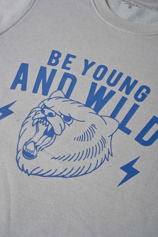 Elo Polo Republica Men's Be Young & Wild Printed Fleece Sweat Shirt Stealth Grey