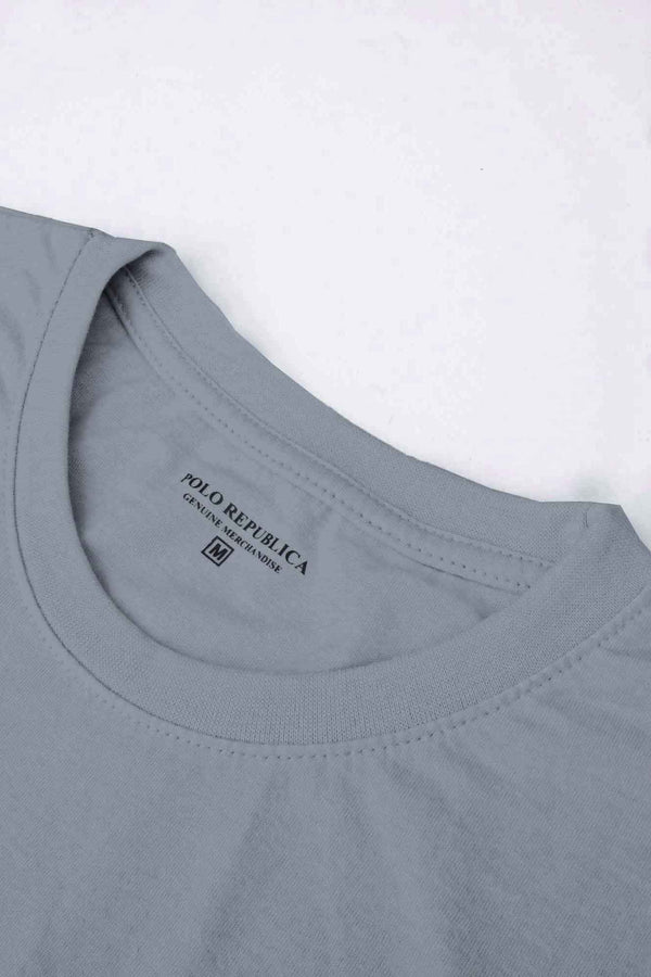 Elo Polo Republica Men's Bear Printed Crew Neck Tee Shirt Grey