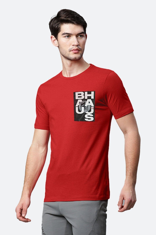 elo Polo Republica Men's Bhaauus Printed Crew Neck Tee Shirt Red