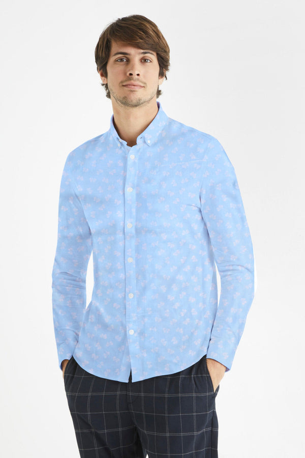 elo Polo Republica Men's Bow Printed Casual Shirt Sky