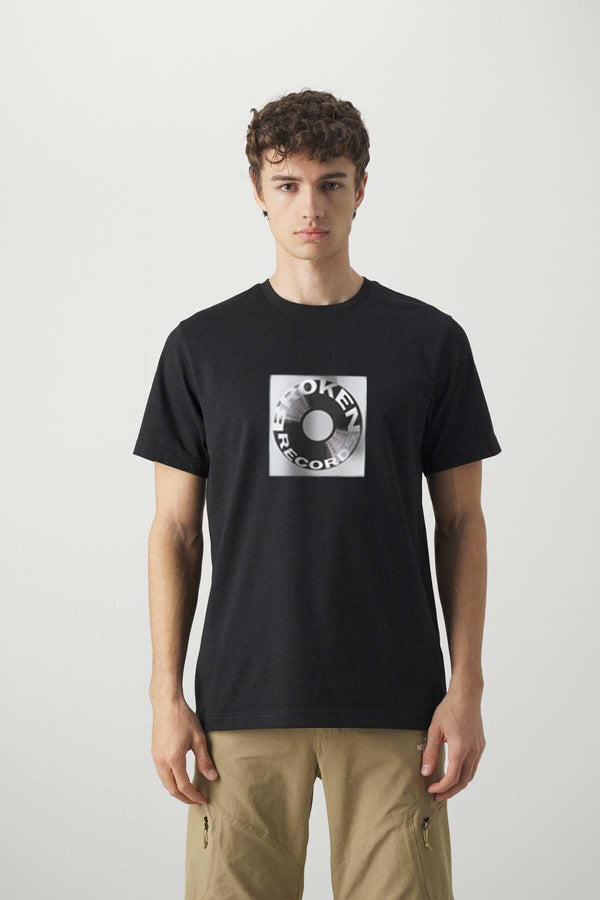 elo Polo Republica Men's Broken Records Printed Tee Shirt Black