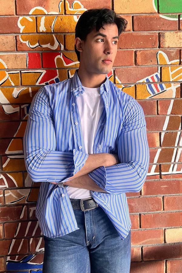 Elo Polo Republica Men's Button-Down Casual Shirt Blue