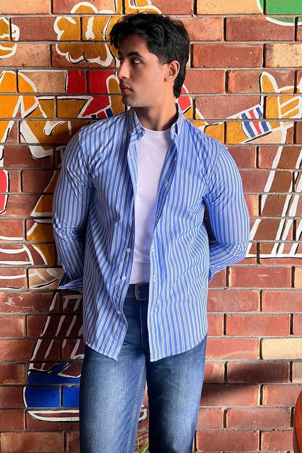 Elo Polo Republica Men's Button-Down Casual Shirt Blue