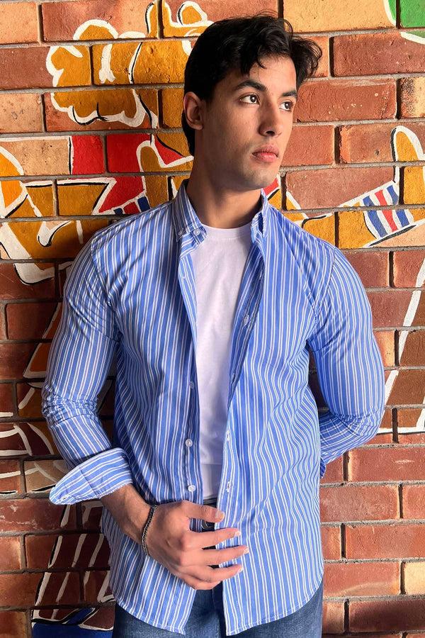 elo Polo Republica Men's Button-Down Casual Shirt Blue