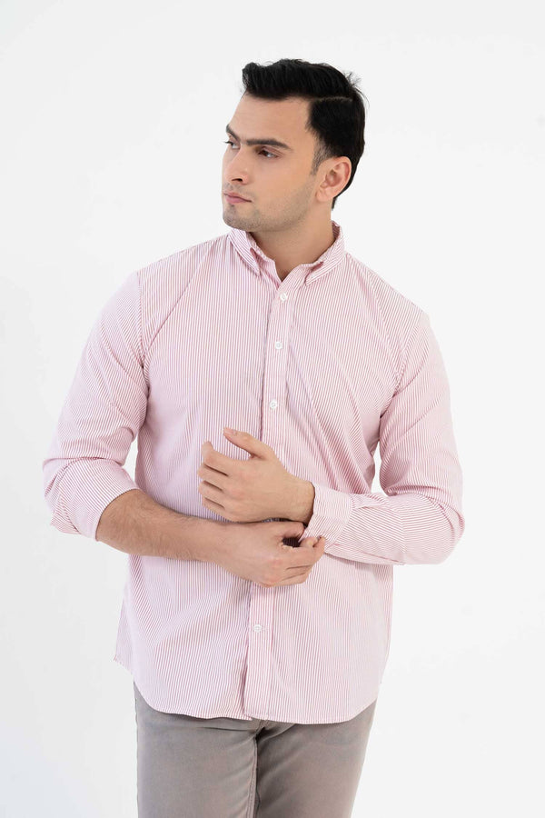 Elo Polo Republica Men's Button Down Casual Shirt White & Maroon