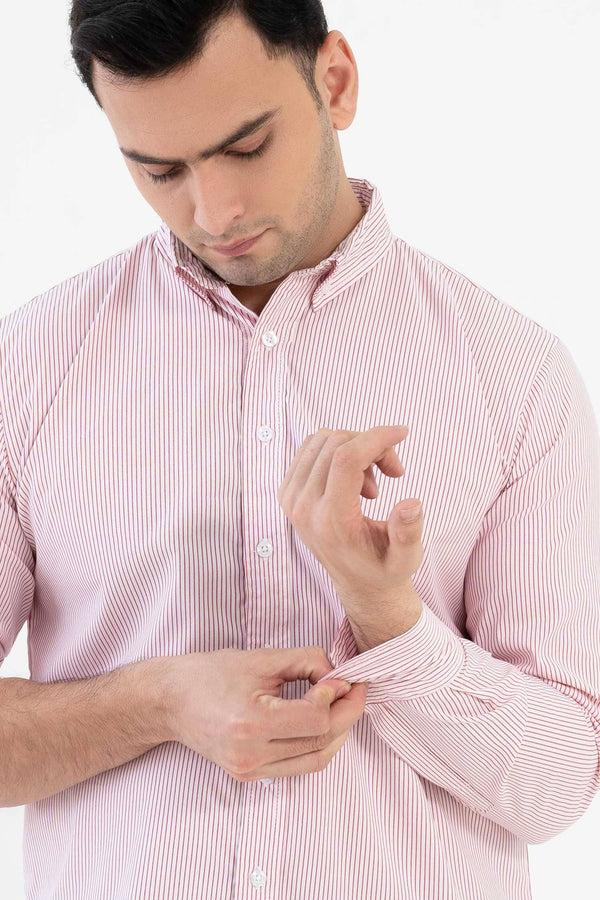 Elo Polo Republica Men's Button Down Casual Shirt White & Maroon