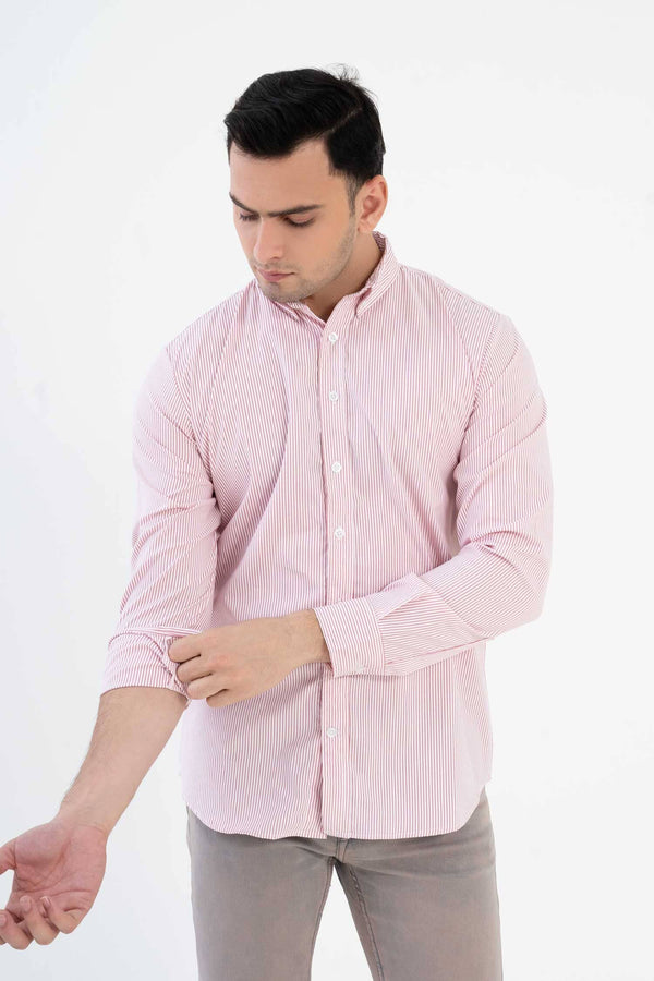 Elo Polo Republica Men's Button Down Casual Shirt White & Maroon