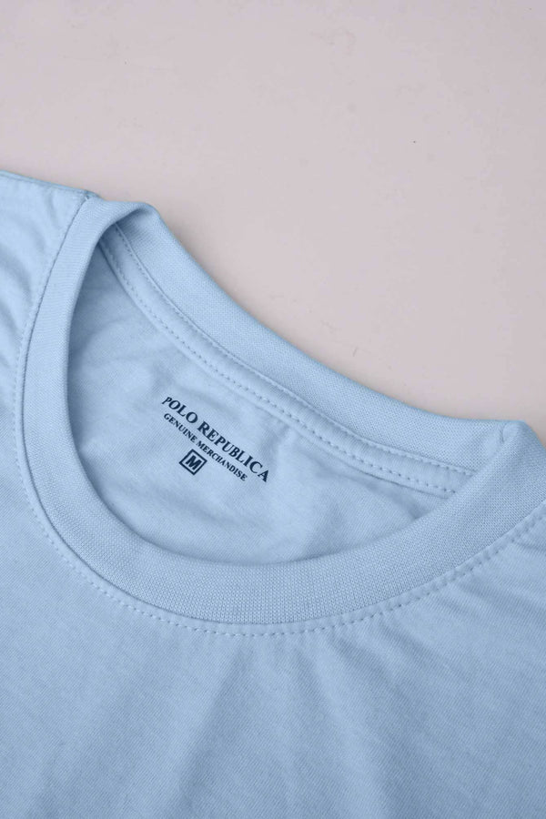 Elo Polo Republica Men's California Printed Crew Neck Tee Shirt Light Sky