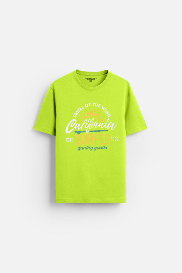 Elo Polo Republica Men's California Surf Co Printed Tee Shirt Lime