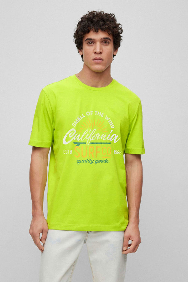 elo Polo Republica Men's California Surf Co Printed Tee Shirt Lime