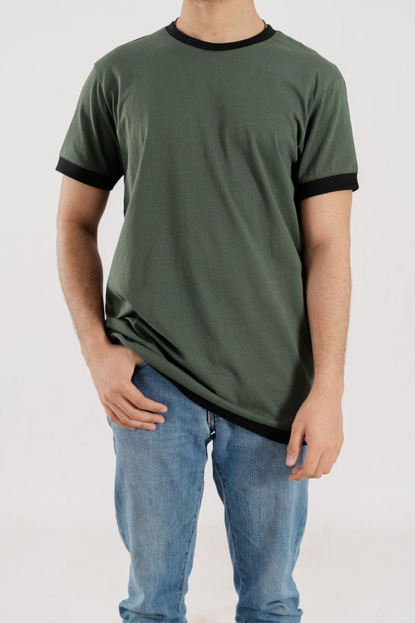 elo Polo Republica Men's Car Printed Crew Neck Tee Shirt Dark Green