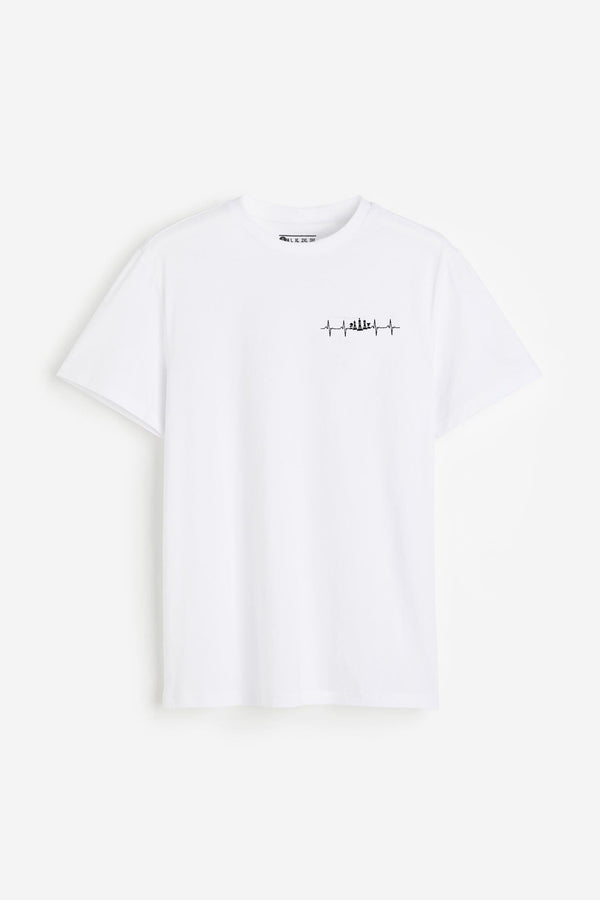 Elo Polo Republica Men's CEO Chess Life Lines Printed Crew Neck Tee Shirt Off White