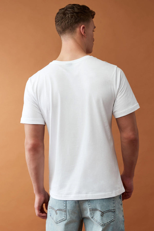 Elo Polo Republica Men's CEO Chess Life Lines Printed Crew Neck Tee Shirt Off White