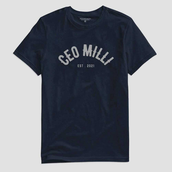 elo Polo Republica Men's CEO Milli Printed Short Sleeve Tee Shirt Navy