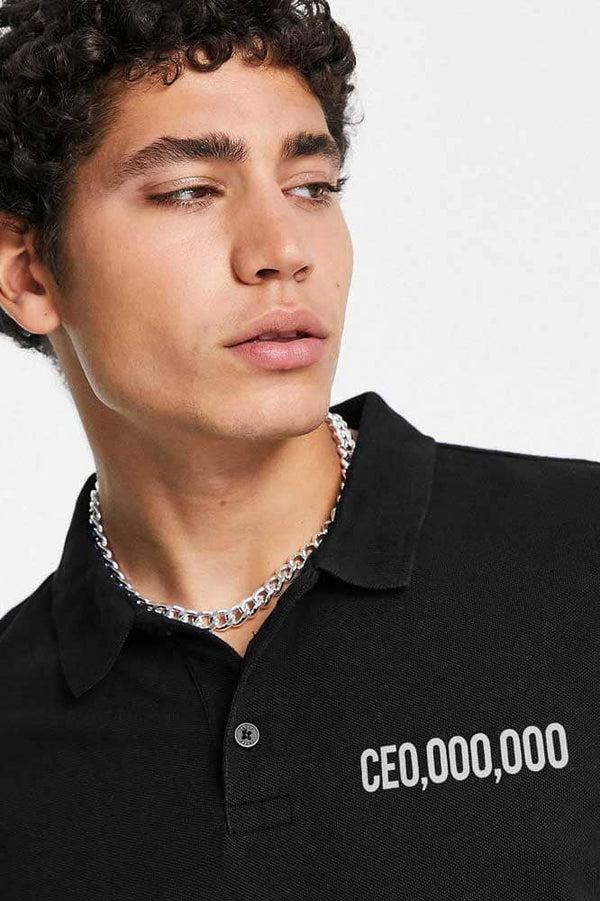 Elo Polo Republica Men's CEO Printed Short Sleeve Polo Shirt Black