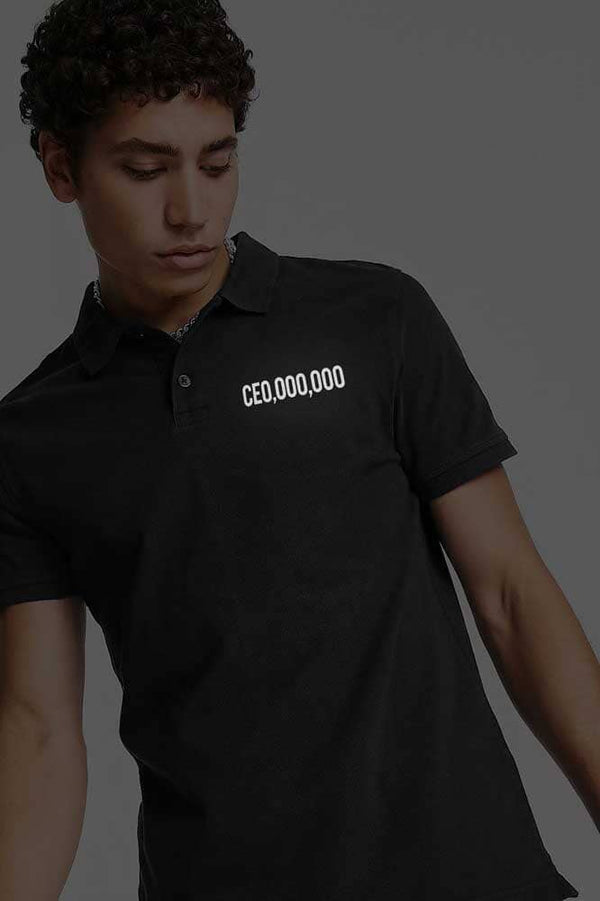 Elo Polo Republica Men's CEO Printed Short Sleeve Polo Shirt Black