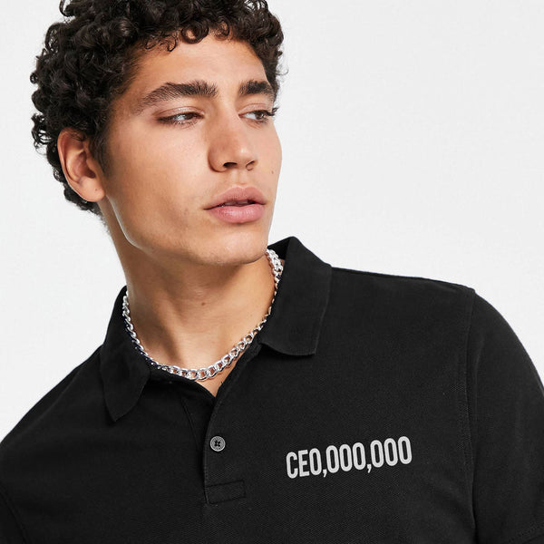 Elo Polo Republica Men's CEO Printed Short Sleeve Polo Shirt Black