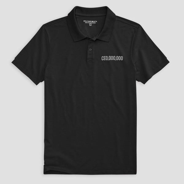 elo Polo Republica Men's CEO Printed Short Sleeve Polo Shirt Black