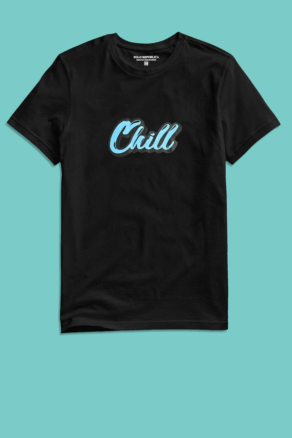 Elo Polo Republica Men's Chill Printed Crew Neck Tee Shirt Black
