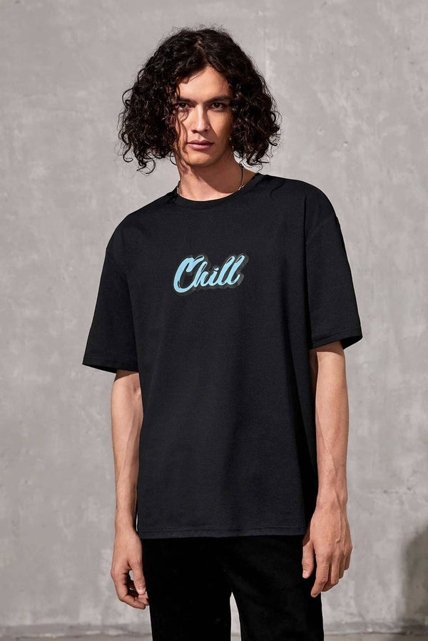 elo Polo Republica Men's Chill Printed Crew Neck Tee Shirt Black