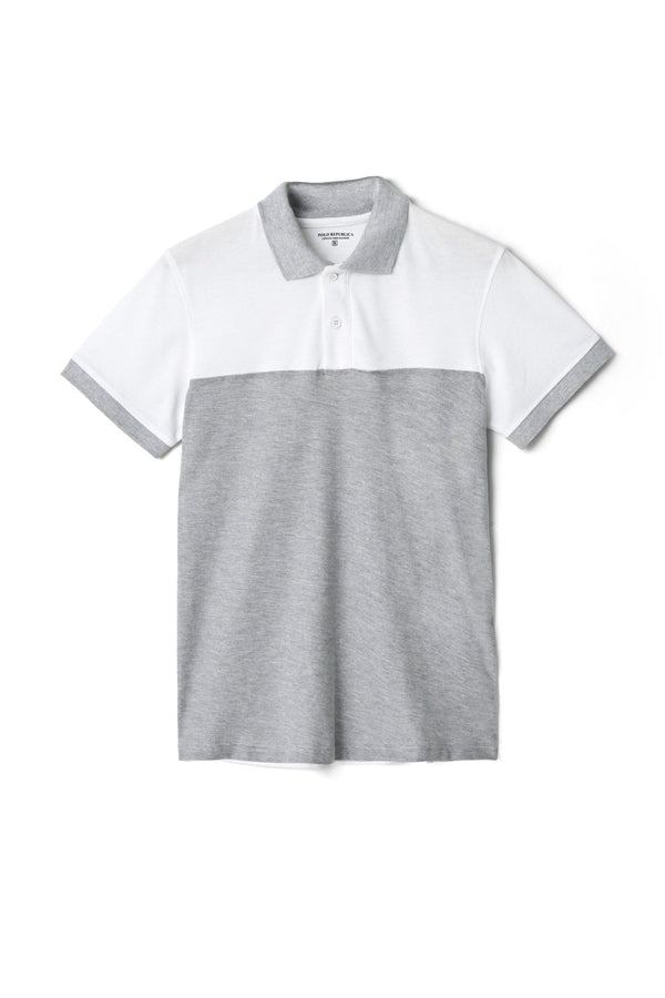 elo Polo Republica Men's Classic Color-Block Polo Shirt White & Melange Grey