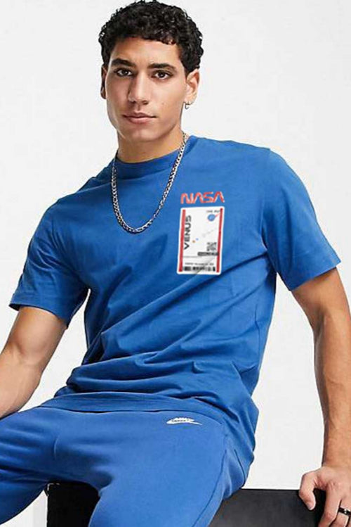 elo Polo Republica Men's Classic NASA Printed Short Sleeve Tee Shirt Blue