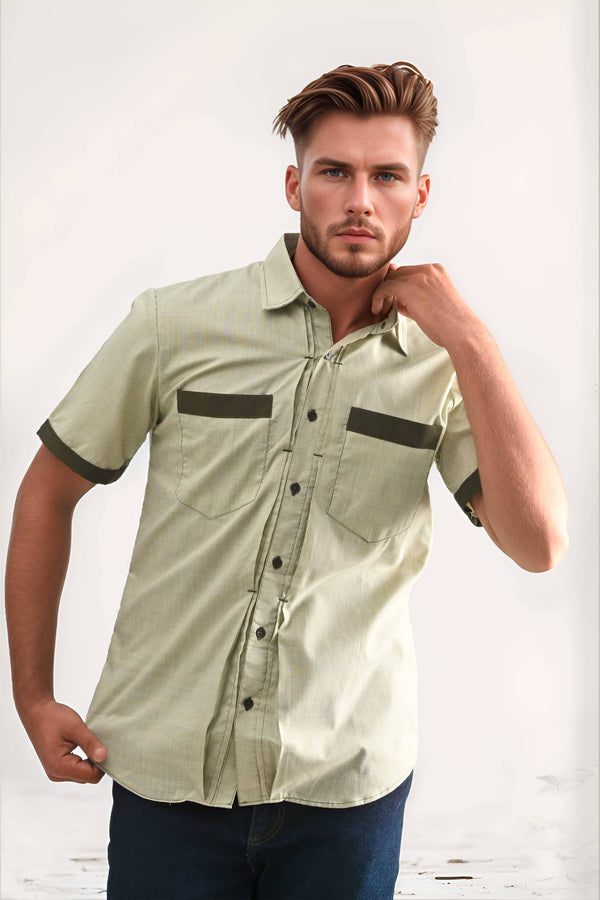 Elo Polo Republica Men's Classic Short Sleeve Casual Shirt Light Olive