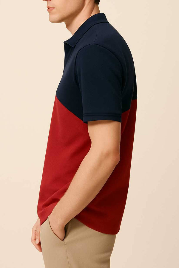 Elo Polo Republica Men's Contrast Oversized Polo Shirt Navy & Red