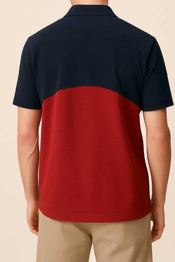 Elo Polo Republica Men's Contrast Oversized Polo Shirt Navy & Red