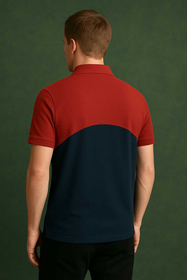 Elo Polo Republica Men's Contrast Oversized Polo Shirt Navy & Red