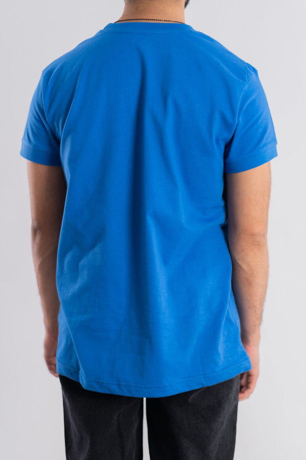 Elo Polo Republica Men's Contrast Panel Crew Neck Tee Shirt Blue & White