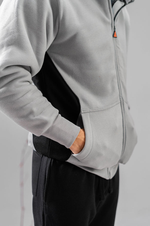 Elo Polo Republica Men's Contrast Panel Fur Zipper Hoodie Stealth Grey & Black