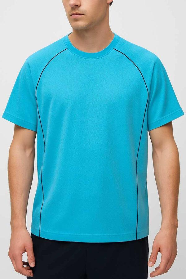 Elo Polo Republica Men's Contrast Piping Tee Shirt Aqua Blue
