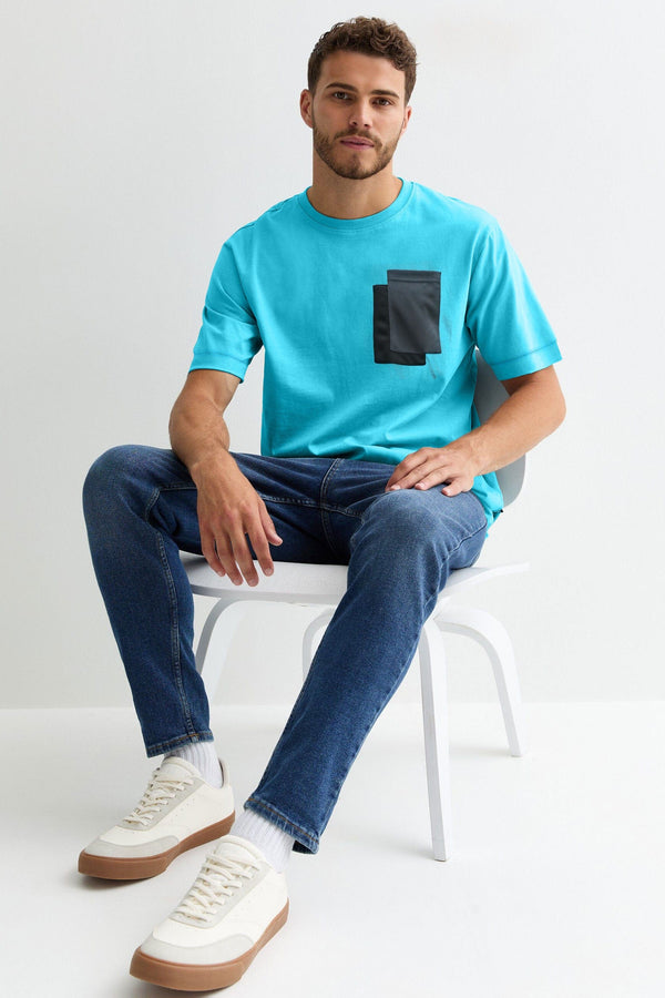 Elo Polo Republica Men's Contrast Pocket Crew Neck Tee Shirt Off White