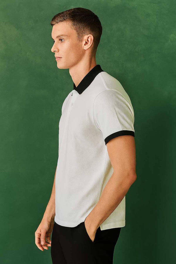Elo Polo Republica Men's Contrast Polo Shirt Off White
