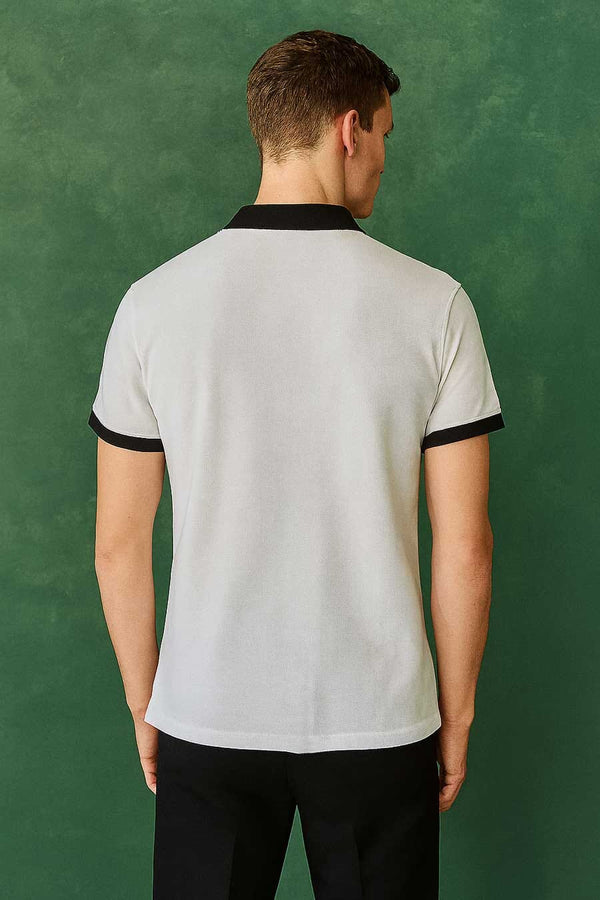 Elo Polo Republica Men's Contrast Polo Shirt Off White