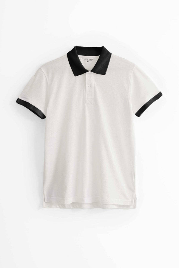 Elo Polo Republica Men's Contrast Polo Shirt Off White