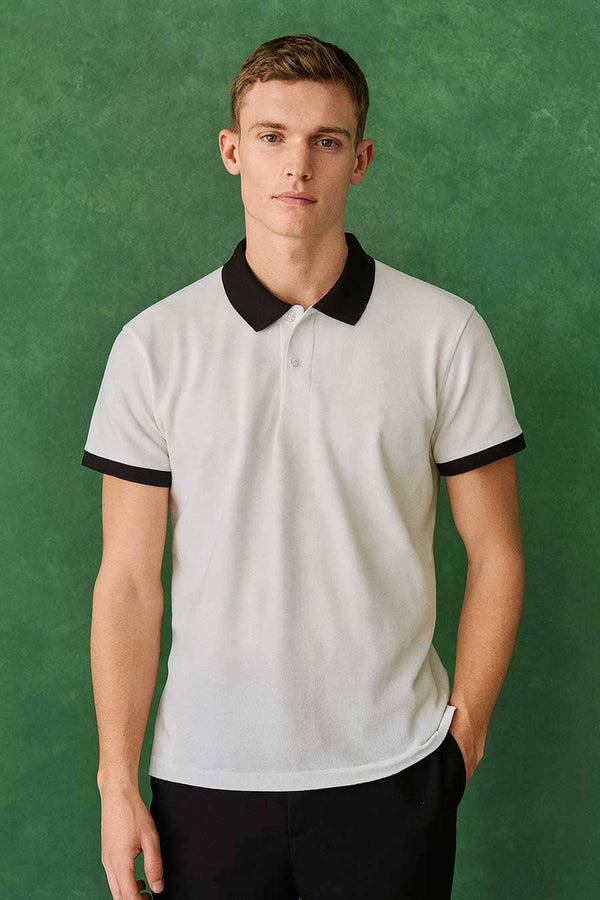 elo Polo Republica Men's Contrast Polo Shirt Off White