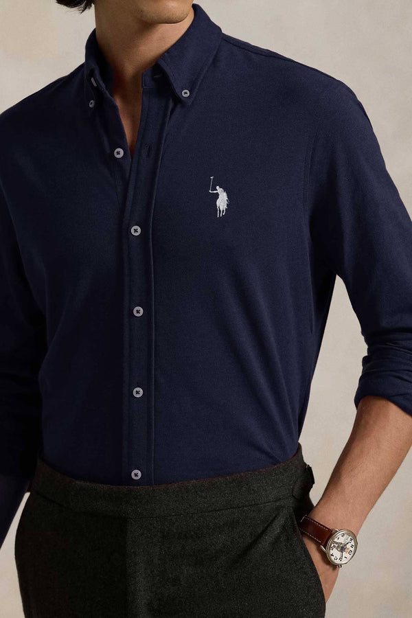 Elo Polo Republica Men's Contrast Pony Embroidered Casual Shirt Navy & Red