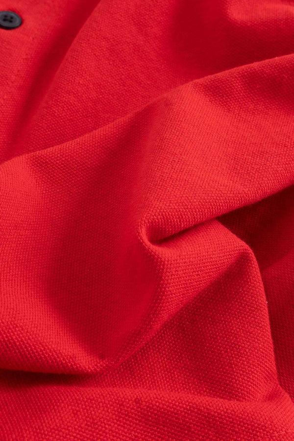 Elo Polo Republica Men's Contrast Shoulder Casual Shirt Red & Black