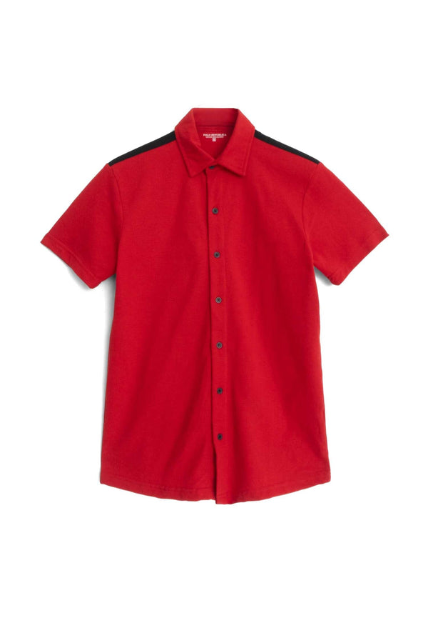 elo Polo Republica Men's Contrast Shoulder Casual Shirt Red & Black