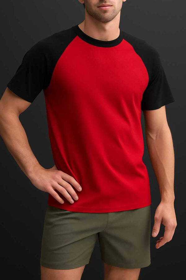 Elo Polo Republica Men's Contrast Tee Shirt Red & Black