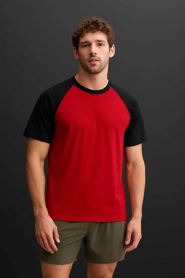 elo Polo Republica Men's Contrast Tee Shirt Red & Black