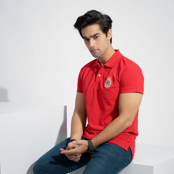 Elo Polo Republica Men's Crest & 3 Polo Embroidered Short Sleeve Polo Shirt Red