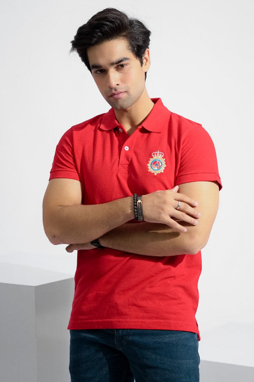 elo Polo Republica Men's Crest & 3 Polo Embroidered Short Sleeve Polo Shirt Red
