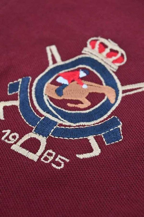 Elo Polo Republica Men's Crest & 8 Embroidered Short Sleeve Polo Shirt Maroon