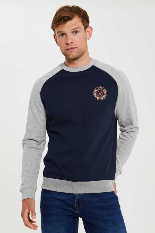 Elo Polo Republica Men's Crest Embroidered Raglan Sleeve Fleece Sweat Shirt Red