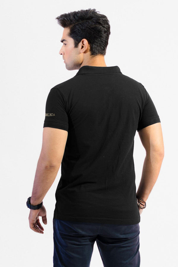 Elo Polo Republica Men's Crest & Polo Republica 8 Embroidered Polo Shirt Black