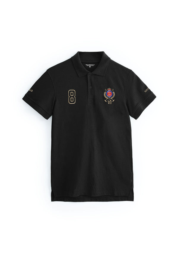 Elo Polo Republica Men's Crest & Polo Republica 8 Embroidered Polo Shirt Black